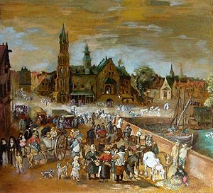 Copie de tableau attribu  Bruegel (60x55cms) ralise par Singal